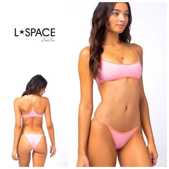 NEW. L*SPACE pink teeny bitsy bikini set. S-top/M-bottom. Retails $209 - Picture 10 of 11